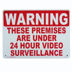 画像1: アメリカン雑貨 看板 プラスチックサインボード 24時間監視中 Warning/24 Hour Video Surveillance CA-02
