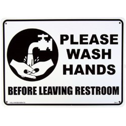 画像1: アメリカン雑貨 看板 プラスチックサインボード トイレの後は手を洗いましょう Please Wash Hands CA-04
