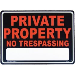 画像1: アメリカン雑貨 看板 プラスチックサインボード  Private Property(No Trespassing) CA-12