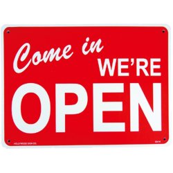 画像1: アメリカン雑貨 看板 プラスチックサインボード 営業中 Come In We're Open オープン CA-14