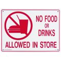 アメリカン雑貨 看板 プラスチックサインボード 飲食禁止 No Food or Drinks Allowed in Store CA-16