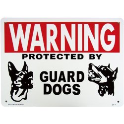 画像1: アメリカン雑貨 看板 プラスチックサインボード 番犬に注意 Warning Guard Dogs CA-17