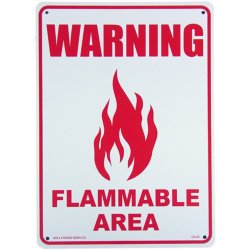 画像1: アメリカン雑貨 看板 プラスチックサインボード 注意可燃エリア Warning Flammable Area CA-22