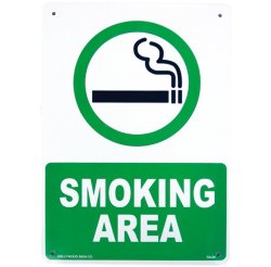 画像1: アメリカン雑貨 看板 プラスチックサインボード 喫煙場所 Smoking Area スモーキングエリア CA-24