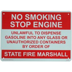 画像1: アメリカン雑貨 看板 プラスチックサインボード 火気厳禁 No Smoking Stop Engine CA-36