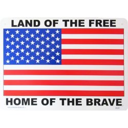 画像1: アメリカン雑貨 看板 プラスチックサインボード 自由人の国 勇者の故郷(星条旗) Land of the Free CA-47