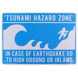 画像1: アメリカン雑貨 看板 プラスチックサインボード 津波注意地区 CA-68