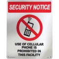 アメリカン雑貨 看板 プラスチックサインボード(Lサイズ) 携帯電話使用禁止 Security Notice CA-L04
