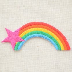 画像1: ワッペン レインボー&ピンクスター(虹の流れ星)