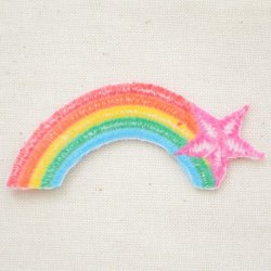 画像3: ワッペン レインボー&ピンクスター(虹の流れ星)