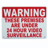画像: アメリカン雑貨 看板 プラスチックサインボード 24時間監視中 Warning/24 Hour Video Surveillance CA-02