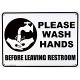 画像: アメリカン雑貨 看板 プラスチックサインボード トイレの後は手を洗いましょう Please Wash Hands CA-04
