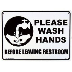 画像: アメリカン雑貨 看板 プラスチックサインボード トイレの後は手を洗いましょう Please Wash Hands CA-04