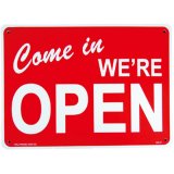 画像: アメリカン雑貨 看板 プラスチックサインボード 営業中 Come In We're Open オープン CA-14