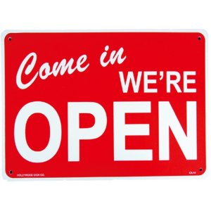 画像: アメリカン雑貨 看板 プラスチックサインボード 営業中 Come In We're Open オープン CA-14