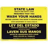 画像: アメリカン雑貨 看板 プラスチックサインボード 手洗い厳守 State Law/Wash Your Hands CA-15
