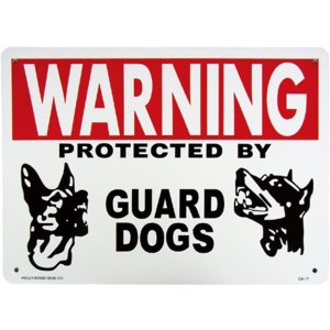 画像: アメリカン雑貨 看板 プラスチックサインボード 番犬に注意 Warning Guard Dogs CA-17