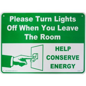 画像: アメリカン雑貨 看板 プラスチックサインボード 使用後は電気を消して下さい Please Turn Lights Off CA-48