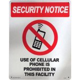 画像: アメリカン雑貨 看板 プラスチックサインボード(Lサイズ) 携帯電話使用禁止 Security Notice CA-L04