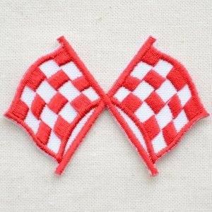 画像: ワッペン ミニチェッカーフラッグ(旗/レッド)