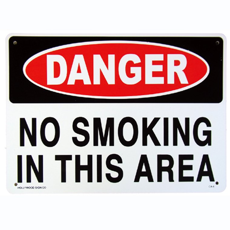 画像1: アメリカン雑貨 看板 プラスチックサインボード 危険ここは禁煙 Danger No Smoking In This Area CA-06