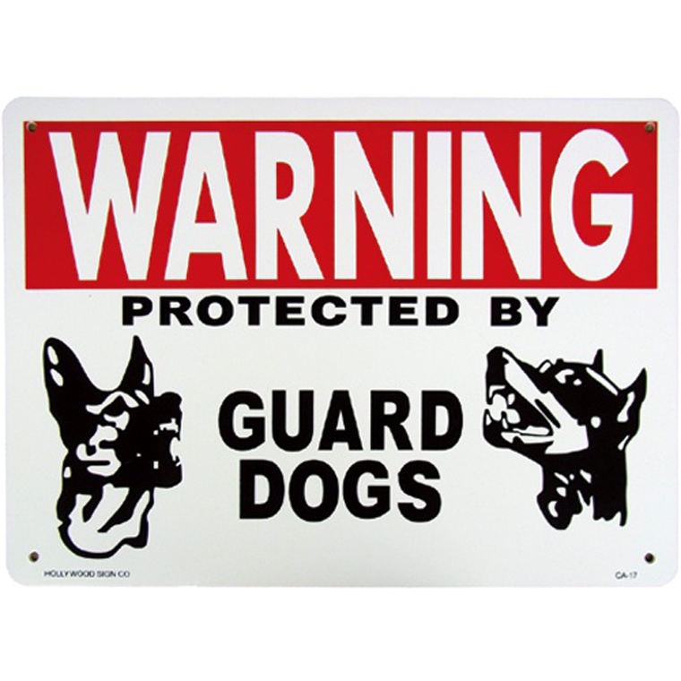 画像1: アメリカン雑貨 看板 プラスチックサインボード 番犬に注意 Warning Guard Dogs CA-17