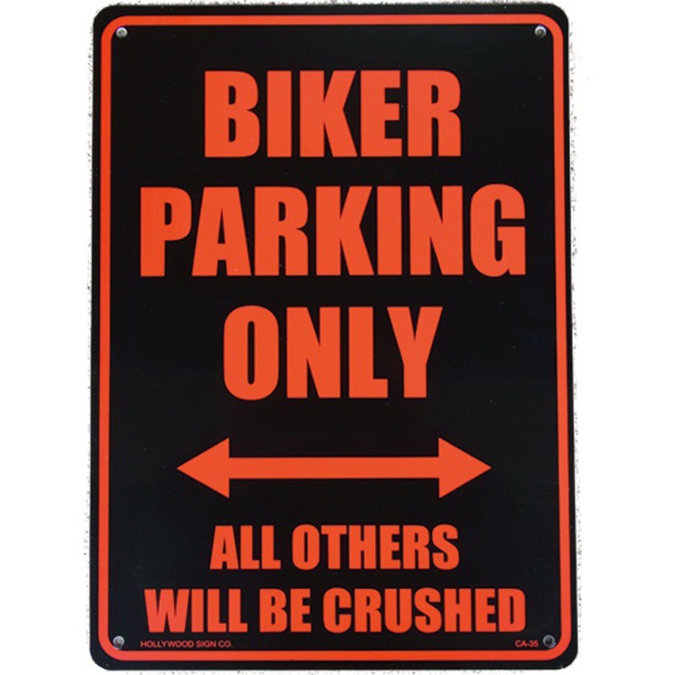 画像1: アメリカン雑貨 看板 プラスチックサインボード Biker Parking Only  CA-35