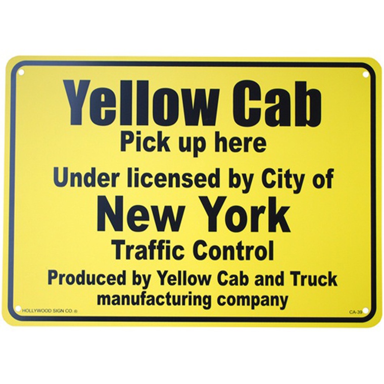 画像1: アメリカン雑貨 看板 プラスチックサインボード イエローキャブ(タクシー) Yellow Cab CA-39