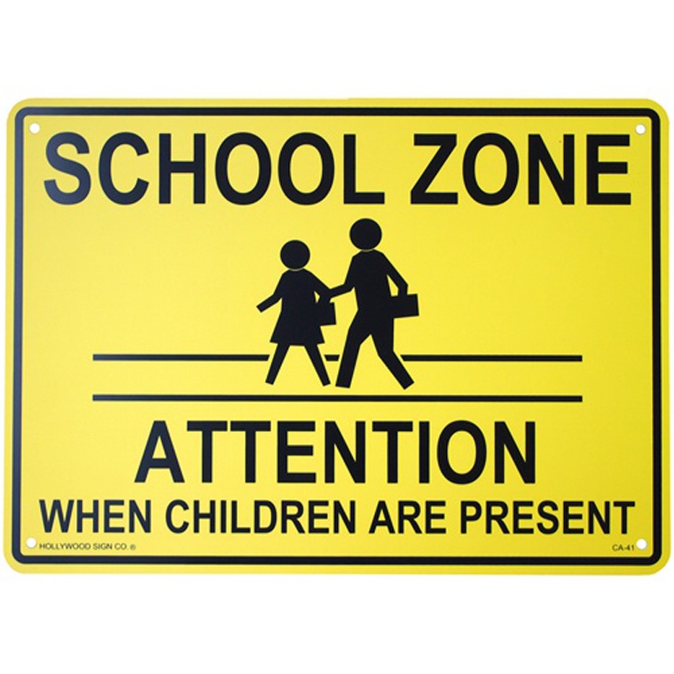 画像1: アメリカン雑貨 看板 プラスチックサインボード スクールゾーン(通学路) School Zone CA-41