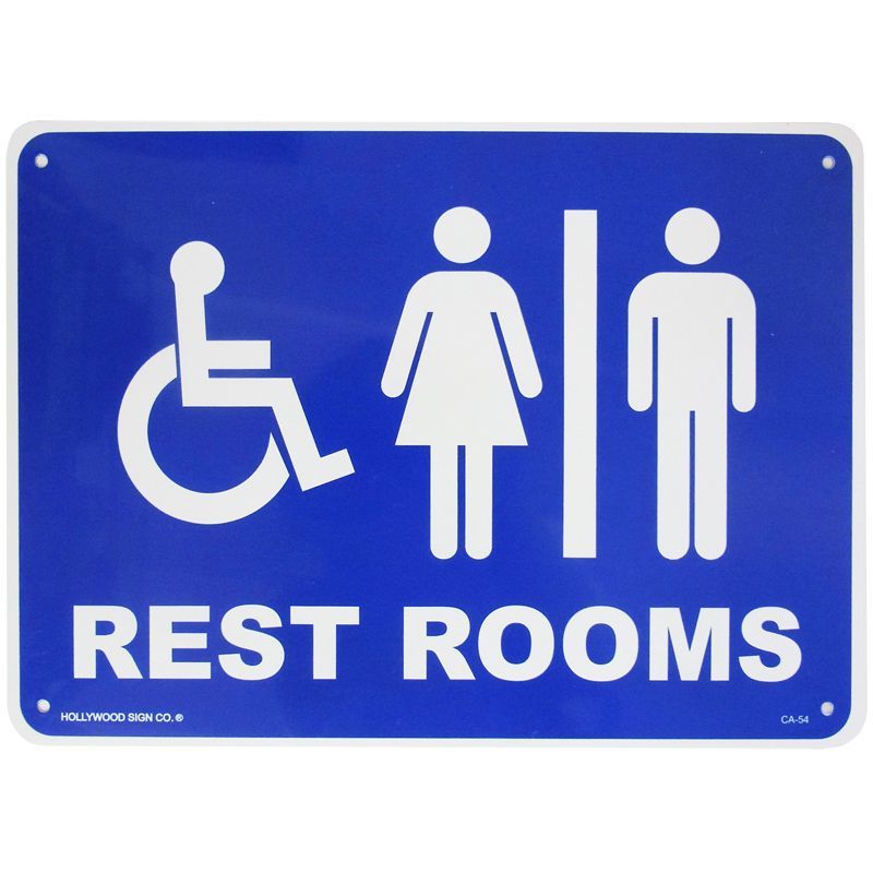 画像1: アメリカン雑貨 看板 プラスチックサインボード レストルーム(トイレ) Rest Rooms CA-54