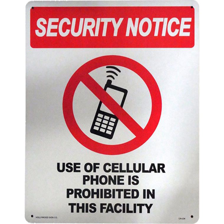 画像1: アメリカン雑貨 看板 プラスチックサインボード(Lサイズ) 携帯電話使用禁止 Security Notice CA-L04