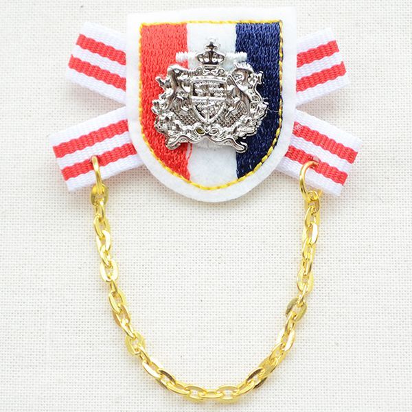 エンブレムブローチ フランス国旗 トリコロール リボン チェーン付き ワッペン アップリケ ブローチの小売 卸売 株式会社レイジーストア